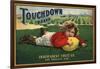 Touchdown Brand - Los Angeles, California - Citrus Crate Label-Lantern Press-Framed Art Print