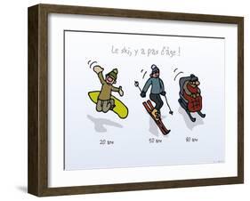 Touchouss - Le ski, il n'y a pas d'âge-Sylvain Bichicchi-Framed Art Print