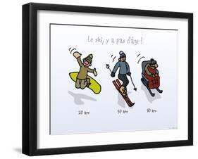 Touchouss - Le ski, il n'y a pas d'âge-Sylvain Bichicchi-Framed Art Print