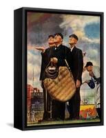 Tough Call - Bottom of the Sixth (Three Umpires), April 23, 1949-Norman Rockwell-Framed Stretched Canvas