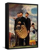 Tough Call - Bottom of the Sixth (Three Umpires), April 23, 1949-Norman Rockwell-Framed Stretched Canvas