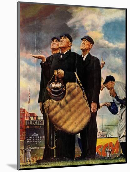 Tough Call - Bottom of the Sixth (Three Umpires), April 23, 1949-Norman Rockwell-Mounted Giclee Print