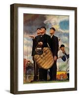 Tough Call - Bottom of the Sixth (Three Umpires), April 23, 1949-Norman Rockwell-Framed Giclee Print