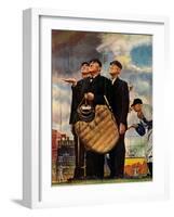 Tough Call - Bottom of the Sixth (Three Umpires), April 23, 1949-Norman Rockwell-Framed Giclee Print