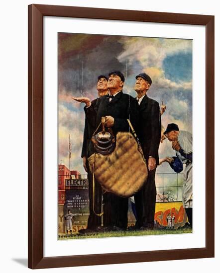 Tough Call - Bottom of the Sixth (Three Umpires), April 23, 1949-Norman Rockwell-Framed Giclee Print