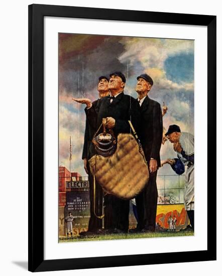 Tough Call - Bottom of the Sixth (Three Umpires), April 23, 1949-Norman Rockwell-Framed Giclee Print