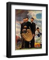 Tough Call - Bottom of the Sixth (Three Umpires), April 23, 1949-Norman Rockwell-Framed Premium Giclee Print