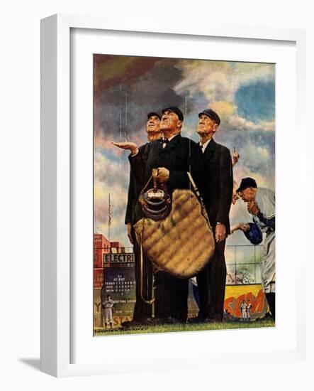 Tough Call - Bottom of the Sixth (Three Umpires), April 23, 1949-Norman Rockwell-Framed Premium Giclee Print