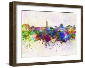 Toulouse Skyline in Watercolor Background-paulrommer-Framed Art Print