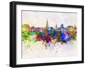 Toulouse Skyline in Watercolor Background-paulrommer-Framed Art Print