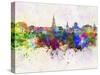 Toulouse Skyline in Watercolor Background-paulrommer-Stretched Canvas