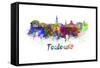 Toulouse Skyline in Watercolor-paulrommer-Framed Stretched Canvas