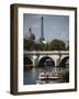 Tour Boat in River Seine with Pont Neuf and Eiffel Tower in the Background, Paris, France-Bruce Yuanyue Bi-Framed Photographic Print