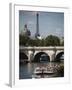 Tour Boat in River Seine with Pont Neuf and Eiffel Tower in the Background, Paris, France-Bruce Yuanyue Bi-Framed Photographic Print