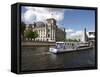 Tour Boat on River Cruise on the Spree River Passing the Reichstag, Berlin, Germany-Dallas & John Heaton-Framed Stretched Canvas