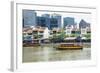 Tour Boat Passing Boat Quay, Singapore, Southeast Asia, Asia-Fraser Hall-Framed Photographic Print