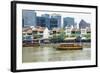 Tour Boat Passing Boat Quay, Singapore, Southeast Asia, Asia-Fraser Hall-Framed Photographic Print