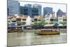 Tour Boat Passing Boat Quay, Singapore, Southeast Asia, Asia-Fraser Hall-Mounted Photographic Print