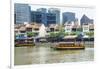 Tour Boat Passing Boat Quay, Singapore, Southeast Asia, Asia-Fraser Hall-Framed Photographic Print