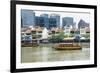 Tour Boat Passing Boat Quay, Singapore, Southeast Asia, Asia-Fraser Hall-Framed Photographic Print