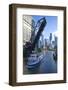 Tour Boat Passing under Raised Disused Railway Bridge on Chicago River, Chicago, Illinois, USA-Amanda Hall-Framed Photographic Print