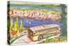 Tour Bus by Seattle, Washington, Illustration-null-Stretched Canvas
