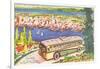 Tour Bus by Seattle, Washington, Illustration-null-Framed Art Print