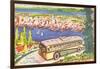 Tour Bus by Seattle, Washington, Illustration-null-Framed Art Print