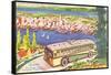 Tour Bus by Seattle, Washington, Illustration-null-Framed Stretched Canvas