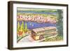 Tour Bus by Seattle, Washington, Illustration-null-Framed Art Print