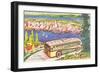 Tour Bus by Seattle, Washington, Illustration-null-Framed Art Print