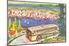 Tour Bus by Seattle, Washington, Illustration-null-Mounted Art Print