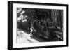 Tour Bus Under a Giant Redwood - Yosemite National Park, CA-Lantern Press-Framed Art Print