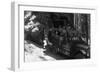 Tour Bus Under a Giant Redwood - Yosemite National Park, CA-Lantern Press-Framed Art Print