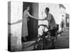 Tour Cyclist's Farewell-null-Stretched Canvas