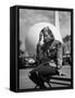 Tour Guide at the New York World's Fair, Taking a Rest after a Long Day's Work-David Scherman-Framed Stretched Canvas