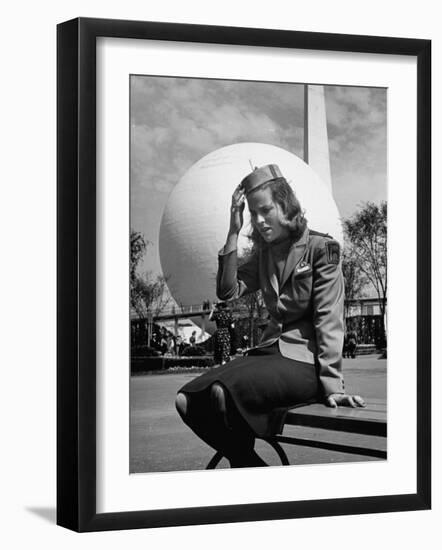 Tour Guide at the New York World's Fair, Taking a Rest after a Long Day's Work-David Scherman-Framed Photographic Print