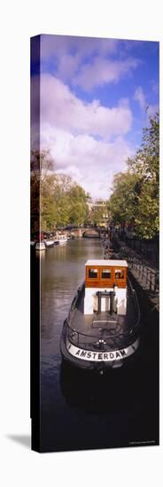 Tourboat Docked in a Channel, Amsterdam, Netherlands-null-Stretched Canvas