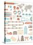 Tourism Infographic Set With Colorful Icons Design Elements-kusuriuri-Stretched Canvas