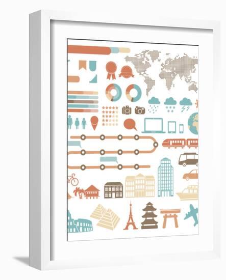 Tourism Infographic Set With Colorful Icons Design Elements-kusuriuri-Framed Art Print