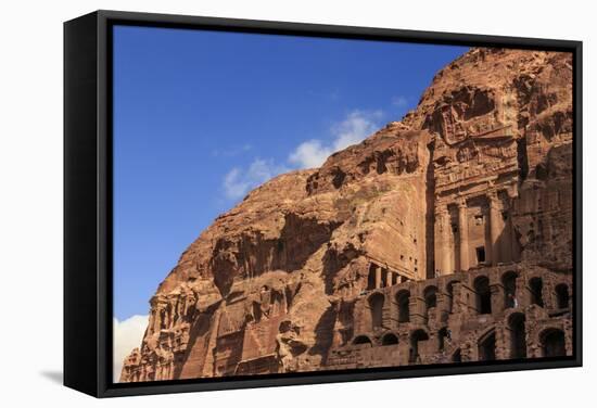 Tourist around the Urn Tomb, Royal Tombs, Petra, UNESCO World Heritage Site, Jordan, Middle East-Eleanor Scriven-Framed Stretched Canvas