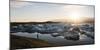 Tourist at Jokulsarlon Glacier Lagoon at Sunset, South East Iceland, Iceland, Polar Regions-Matthew Williams-Ellis-Mounted Photographic Print