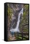 Tourist at Savica Waterfall Near Lake Bohinj, Triglav National Park, Julian Alps, Slovenia, Europe-Matthew Williams-Ellis-Framed Stretched Canvas