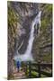 Tourist at Savica Waterfall Near Lake Bohinj, Triglav National Park, Julian Alps, Slovenia, Europe-Matthew Williams-Ellis-Mounted Photographic Print