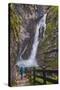 Tourist at Savica Waterfall Near Lake Bohinj, Triglav National Park, Julian Alps, Slovenia, Europe-Matthew Williams-Ellis-Stretched Canvas