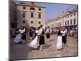 Tourist Board Folk Dancers in Lusa Square, Dubrovnik, Dalmatia, Croatia-Peter Higgins-Mounted Photographic Print