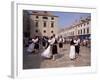 Tourist Board Folk Dancers in Lusa Square, Dubrovnik, Dalmatia, Croatia-Peter Higgins-Framed Photographic Print