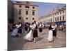 Tourist Board Folk Dancers in Lusa Square, Dubrovnik, Dalmatia, Croatia-Peter Higgins-Mounted Photographic Print