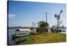 Tourist Boat Anchoring on a Little Island at the Source of the Nile-Michael-Stretched Canvas