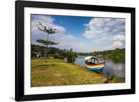 Tourist Boat Anchoring on a Little Island at the Source of the Nile-Michael-Framed Photographic Print